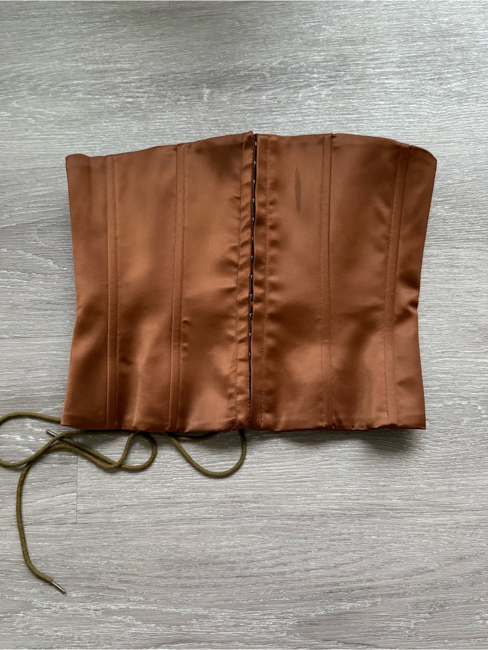 Guizio Satin Brown Strapless Corset Bustier Top